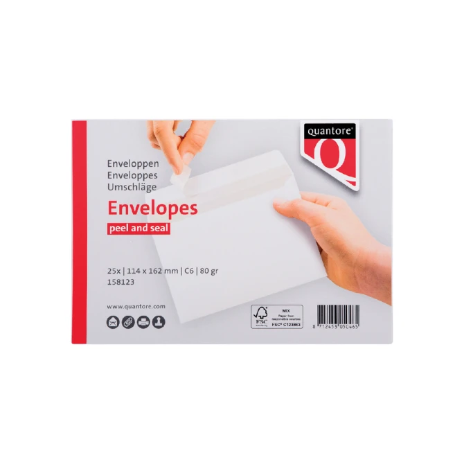 Envelop Quantore bank C6 114x162mm zelfklevend wit 25 stuks