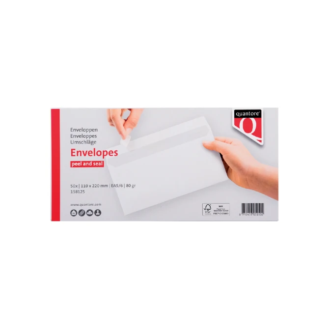 Envelop Quantore bank EA5/6 110x220mm zelfklevend wit 50 stuks