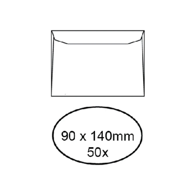 Envelop Quantore voor visitekaartjes 90x140mm 95gr wit 50 stuks