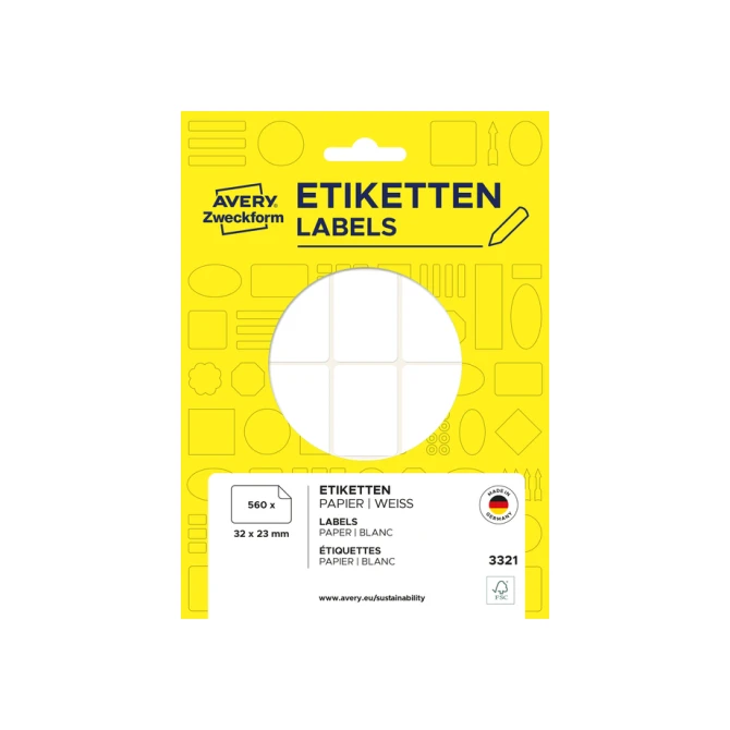 Etiket Avery 3321 32x23mm wit 560 stuks