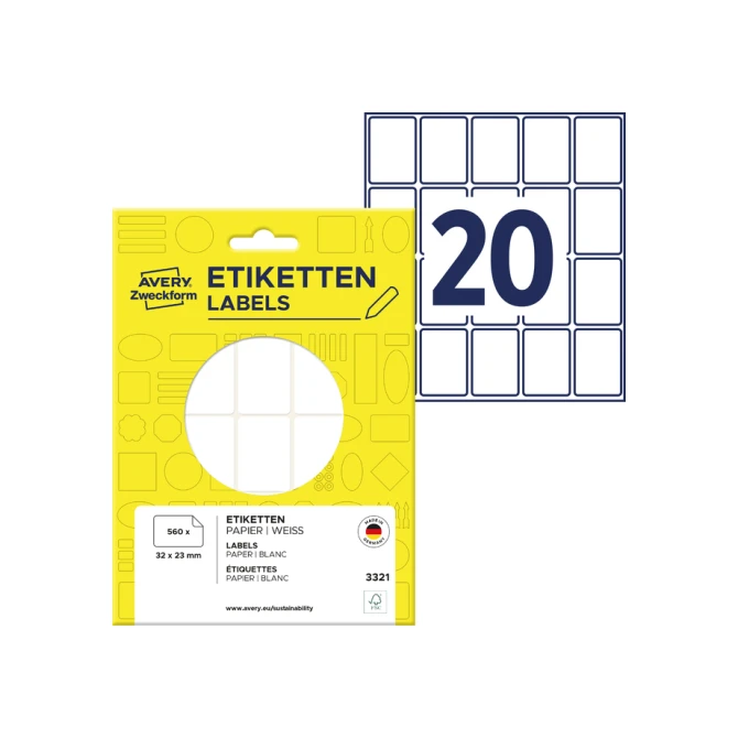 Etiket Avery 3321 32x23mm wit 560 stuks