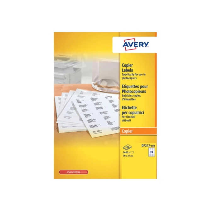 Etiket Avery DP247-100 70x37mm wit 2400 etiketten