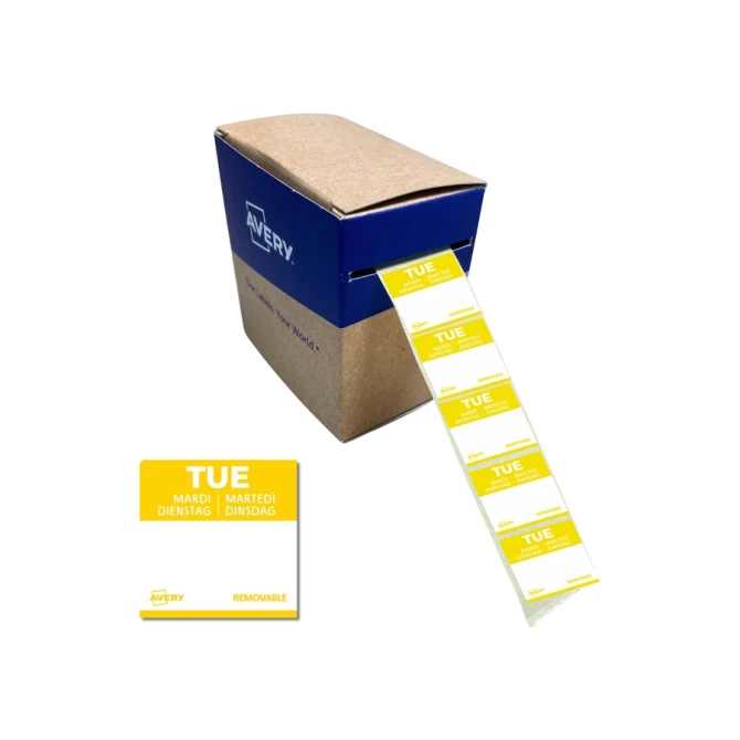 Etiket Avery HACCP dinsdag-geel 25x25mm 1000st