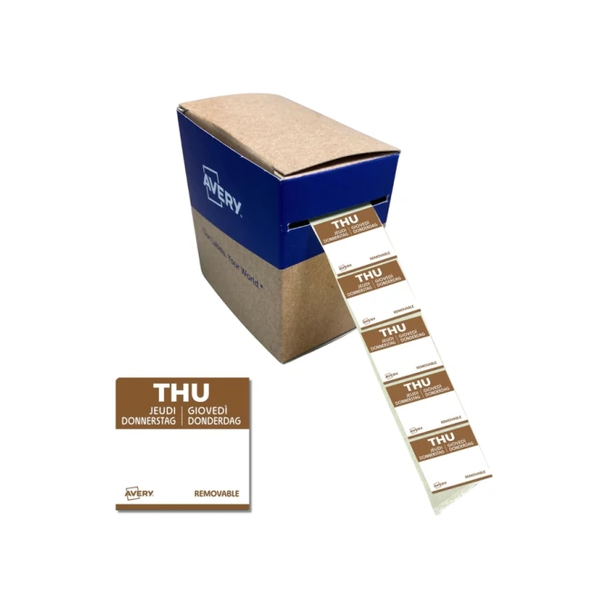 Etiket Avery HACCP donderdag-bruin 25x25mm 1000st