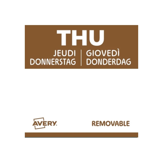 Etiket Avery HACCP donderdag-bruin 25x25mm 1000st