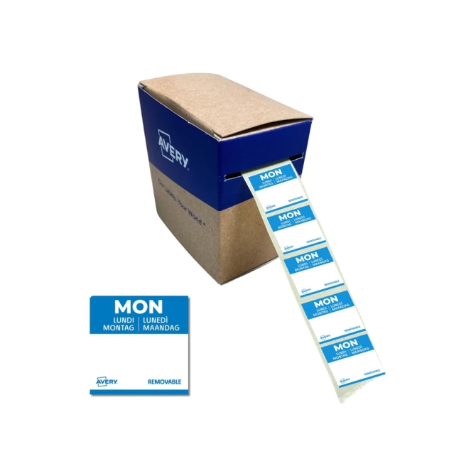 Etiket Avery HACCP maandag-blauw 25x25mm 1000st