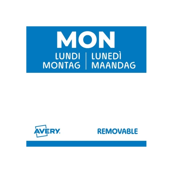 Etiket Avery HACCP maandag-blauw 25x25mm 1000st