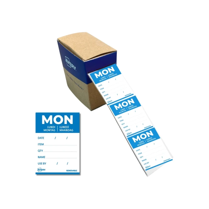 Etiket Avery HACCP maandag-blauw 40x56mm 500st