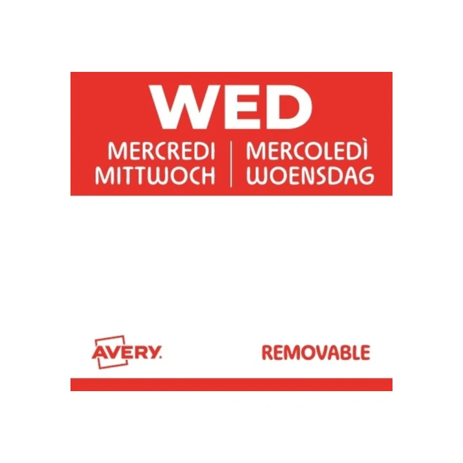 Etiket Avery HACCP woensdag-rood 25x25mm 1000st