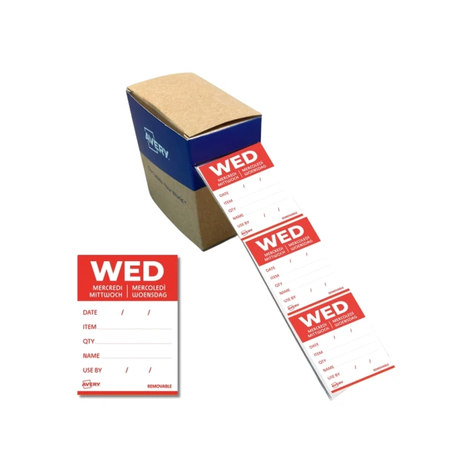 Etiket Avery HACCP woensdag-rood 40x56mm 500st