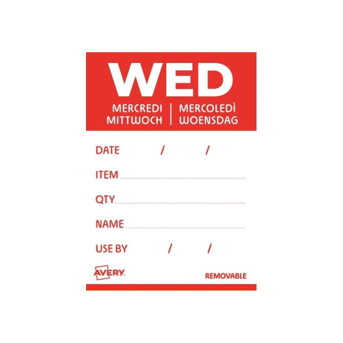 Etiket Avery HACCP woensdag-rood 40x56mm 500st