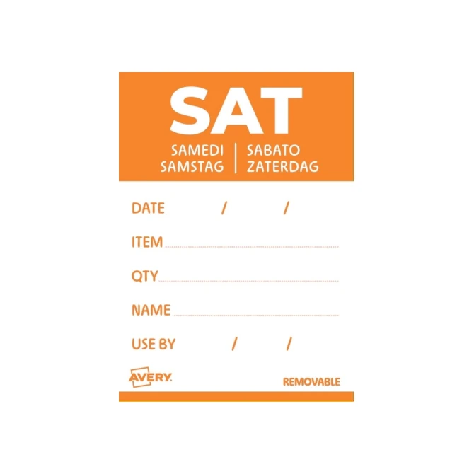 Etiket Avery HACCP zaterdag-oranje 40x56mm 500st