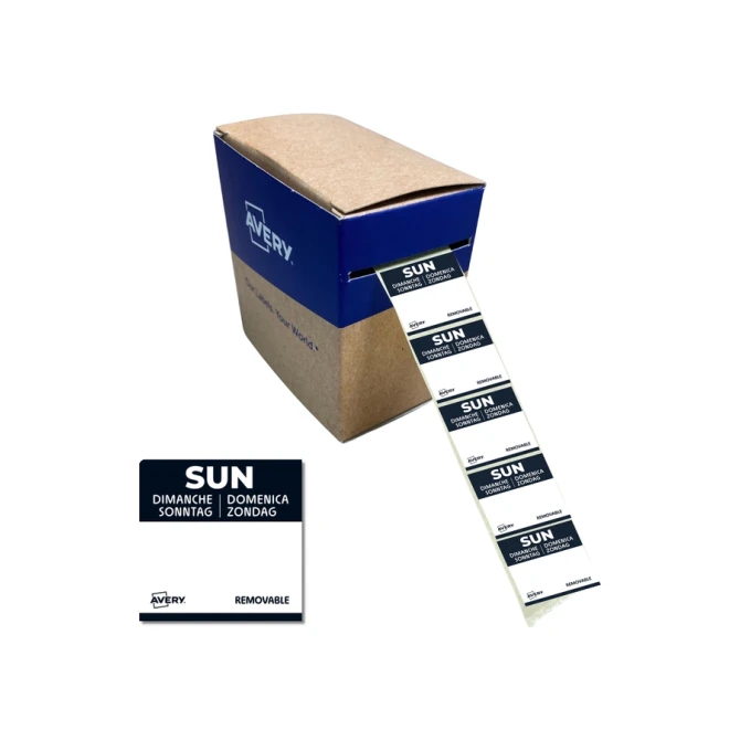 Etiket Avery HACCP zondag-zwart 25x25mm 1000st