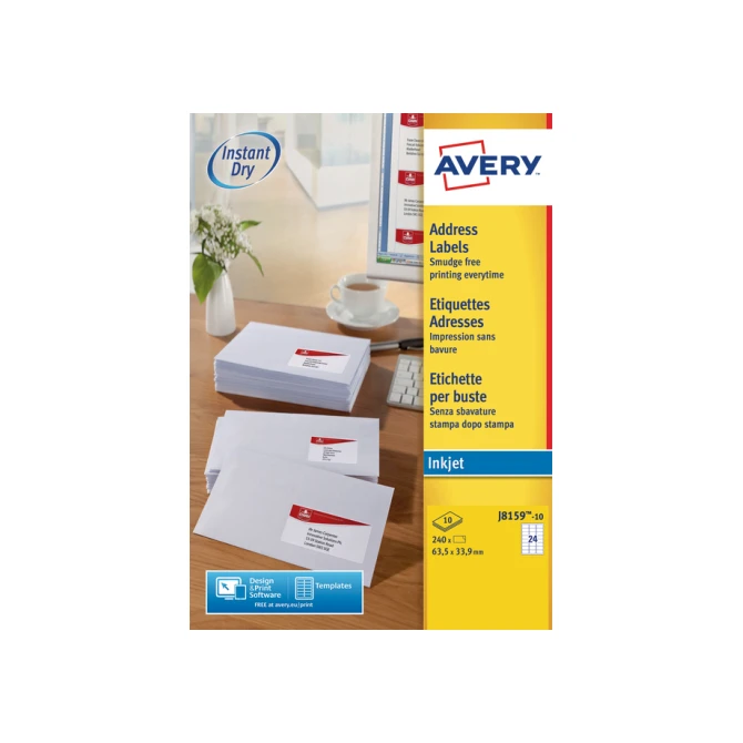 Etiket Avery J8159-10 63.5x33.9mm wit 240 etiketten