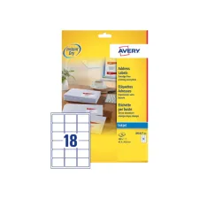 Etiket Avery J8161-10 63.5x46.6mm wit 180 etiketten Etiket Avery J8161-10 63.5x46.6mm wit 180 etiketten