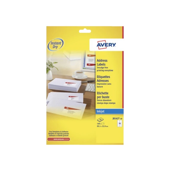 Etiket Avery J8162-10 99.1x33.9mm wit 160 etiketten
