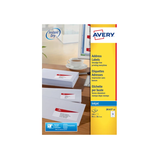 Etiket Avery J8163-10 99.1x38.1mm wit 140 etiketten