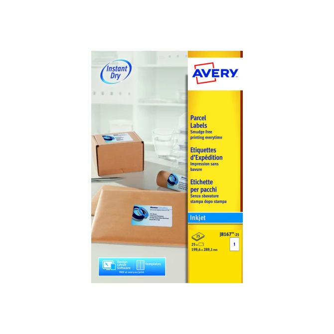 Etiket Avery J8167-25 199.6x289.1mm wit 25 stuks