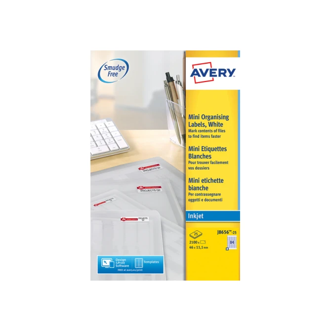 Etiket Avery J8656-25 46x11.1mm wit 2100 etiketten