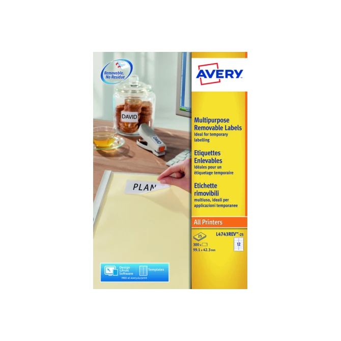 Etiket Avery L4743REV-25 99.1x42.3mm wit 300 etiketten