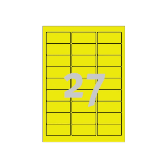 Etiket Avery L6004-25 63.5x29.6 neon geel 675 etiketten