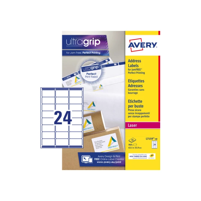 Etiket Avery L7159-40 63.5x33.9mm wit 960stuks