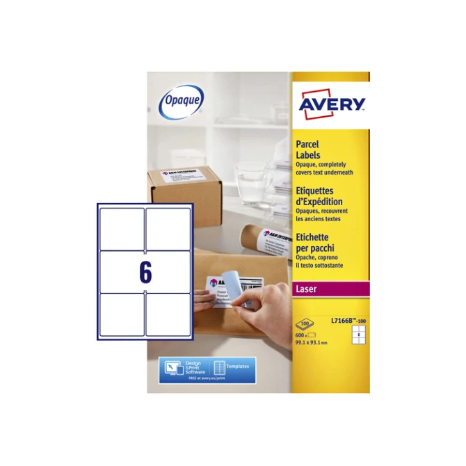 Etiket Avery L7166B-100 99.1x93.1mm blockout 600stuks