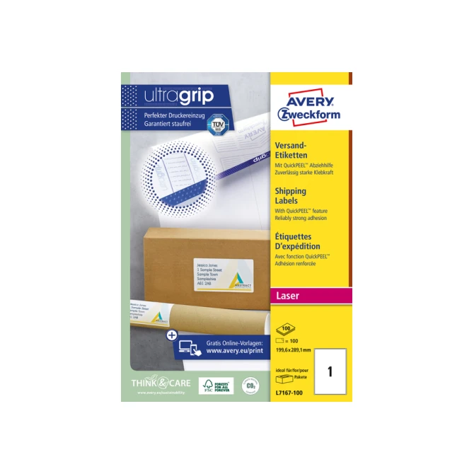 Etiket Avery L7167-100 199.6x289.1mm 100stuks wit