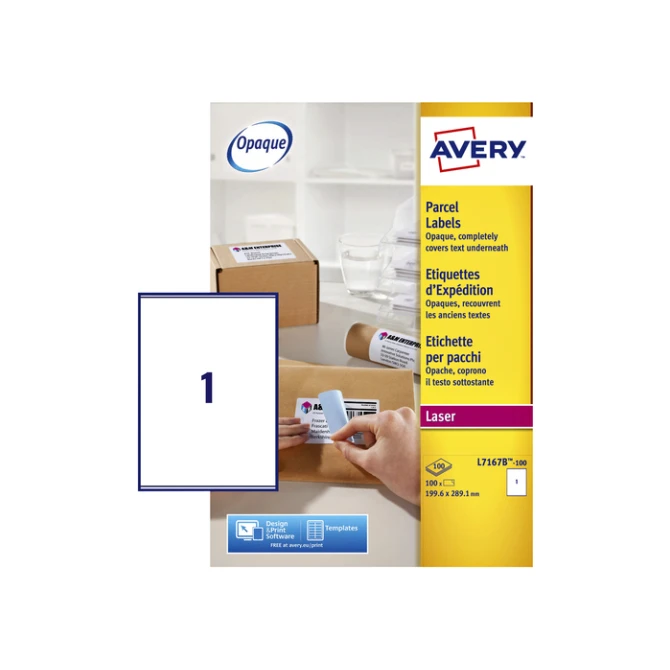 Etiket Avery L7167B-100 199.6x289.1mm blockout 100 etiketten