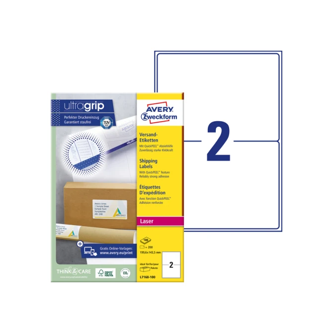 Etiket Avery L7168-100 199.6x143.5mm wit 200 etiketten