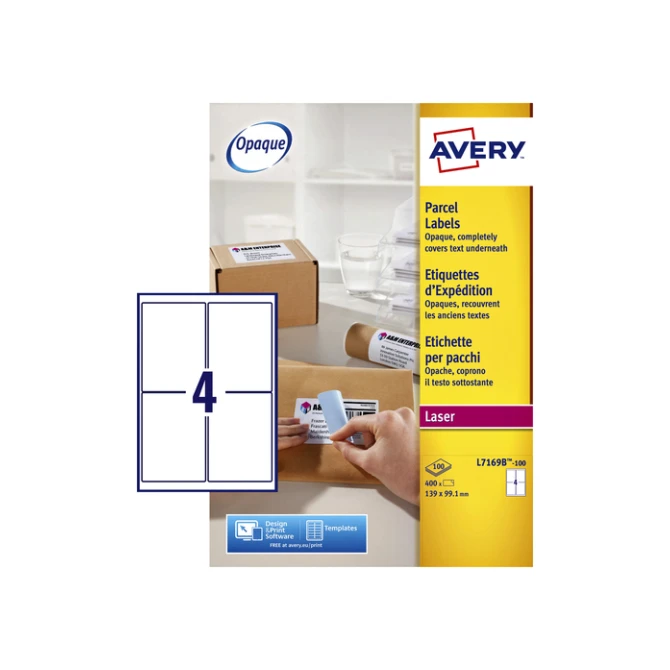 Etiket Avery L7169B-100 99.1x139mm blockout 400 etiketten