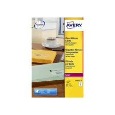 Etiket Avery L7563-25 99.1x38.1mm transparant mat 350 etiketten Etiket Avery L7563-25 99.1x38.1mm transparant mat 350 etiketten