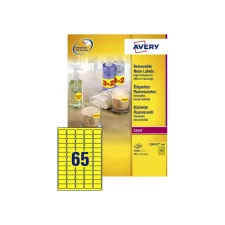 Etiket Avery L7651Y-100 38.1x21.2mm neon geel 6500 etiketten Etiket Avery L7651Y-100 38.1x21.2mm neon geel 6500 etiketten