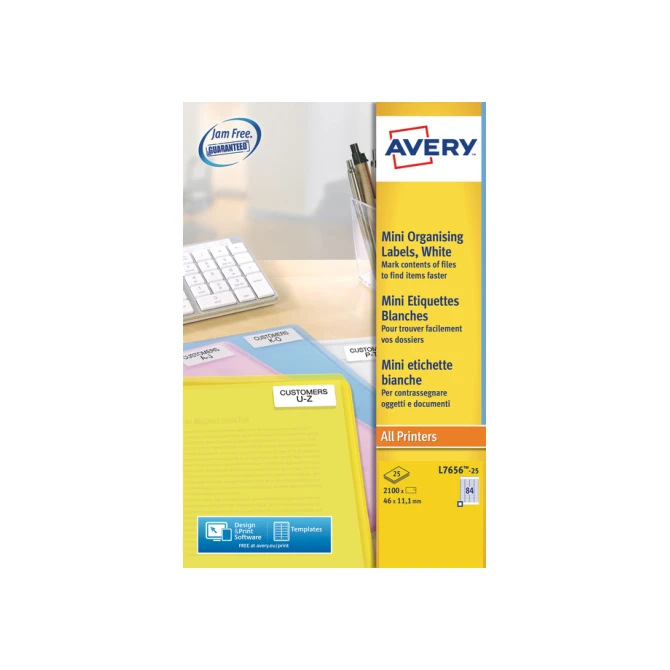 Etiket Avery L7656-25 46x11.1mm wit 2100 etiketten