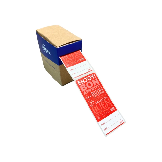 Etiket Avery sluitzegel/breukindicatie rood 40x95mm 250st
