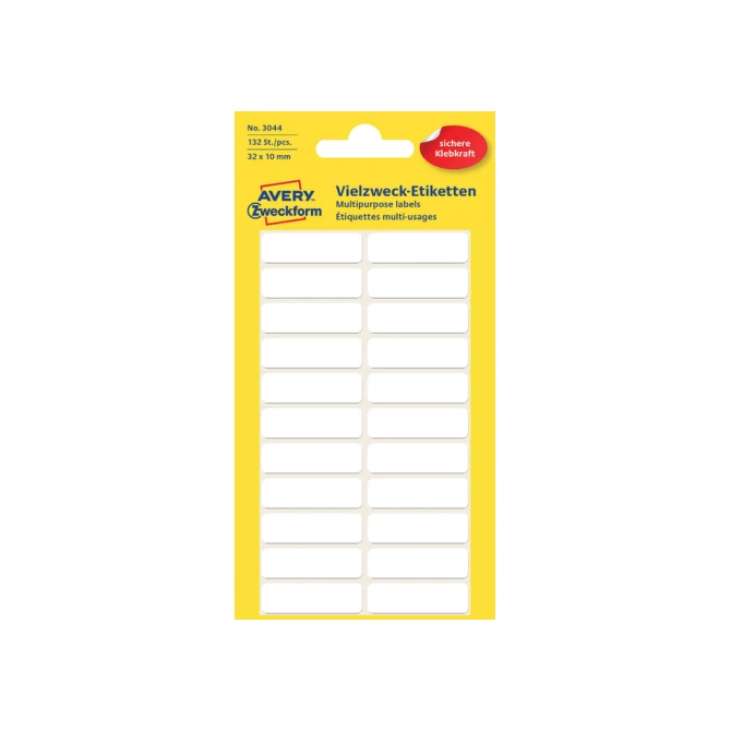Etiket Avery Zweckform 3044 32x10mm wit 132 etiketten