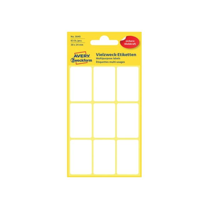 Etiket Avery Zweckform 3045 38x24mm wit 63 etiketten