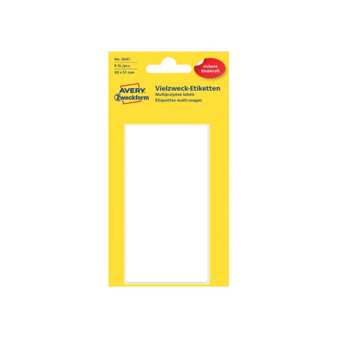 Etiket Avery Zweckform 3047 98x51mm wit 6 etiketten