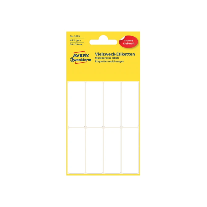 Etiket Avery Zweckform 3079 50x19mm wit 48 etiketten