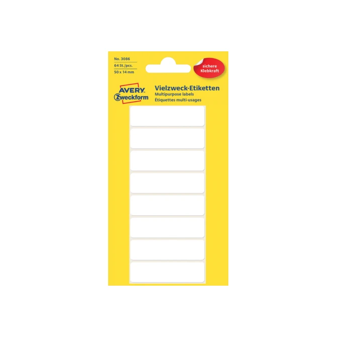 Etiket Avery Zweckform 3086 50x14mm wit 64 etiketten
