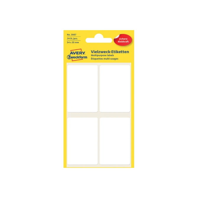 Etiket Avery Zweckform 3087 54x35mm wit 24 etiketten
