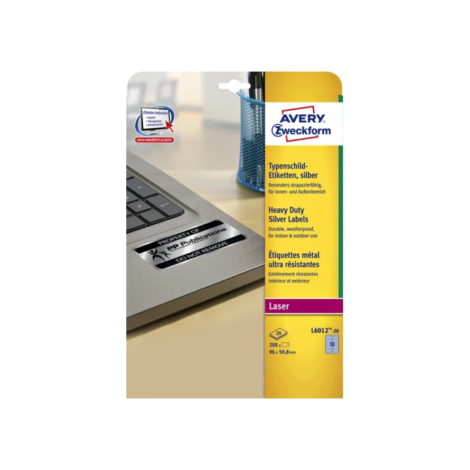 Etiket Avery Zweckform L6012-20 96x50.8mm zilver 200stuks
