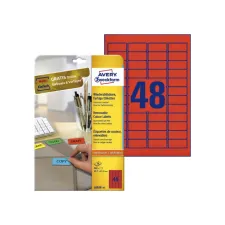Etiket Avery Zweckform L6038-20 45.7x21.2mm rood 960stuks