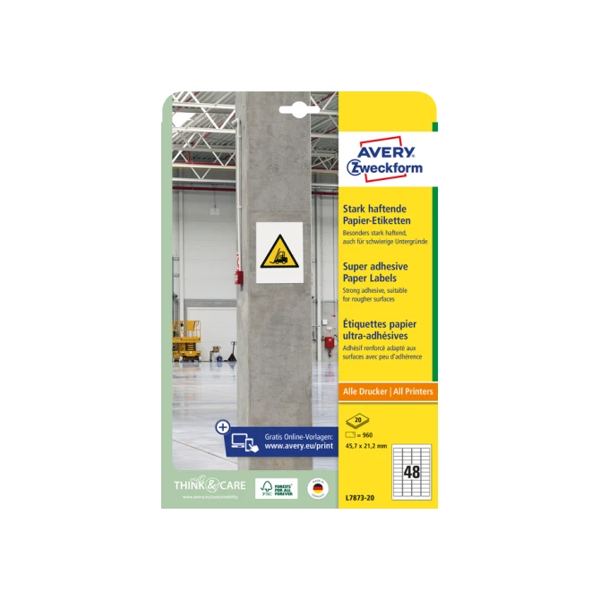 Etiket Avery Zweckform L7873-20 45.7x21.2mm 960 etiketten