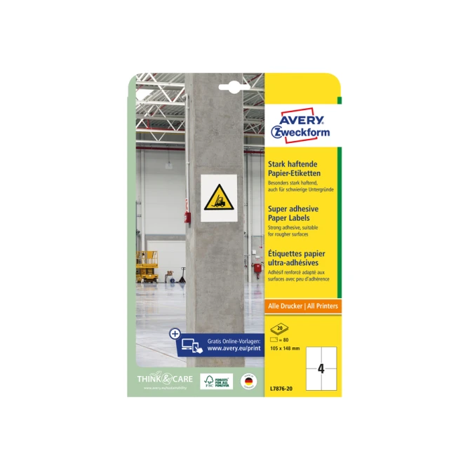 Etiket Avery Zweckform L7876-20 105x148mm 80 etiketten