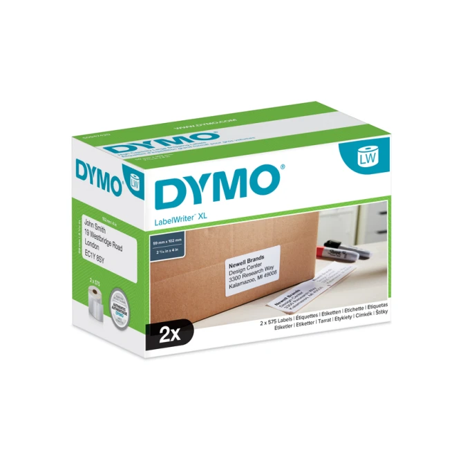 Etiket Dymo LabelWriter 5XL verzendlabel 59x102mm 2 rollen á 575 stuks wit