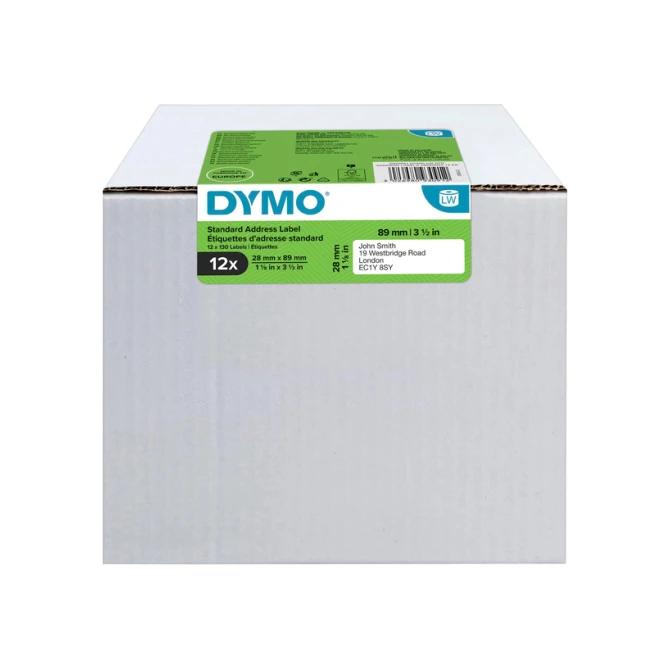 Etiket Dymo LabelWriter adressering 28x89mm 12 rollen á 130 stuks wit