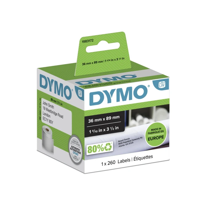 Etiket Dymo LabelWriter adressering 36x89mm 1 rol á 260 stuks wit