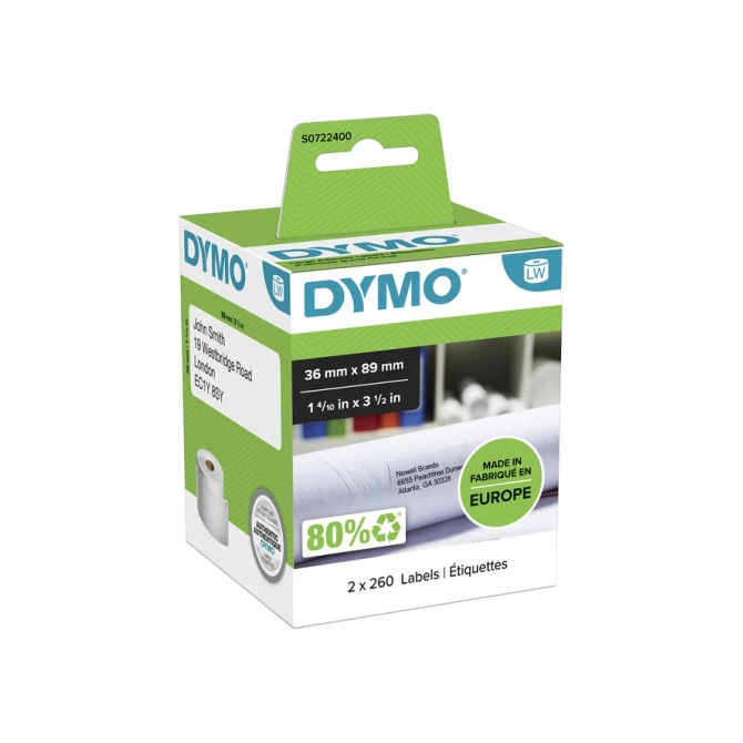 Etiket Dymo LabelWriter adressering 36x89mm 2 rollen á 260 stuks wit