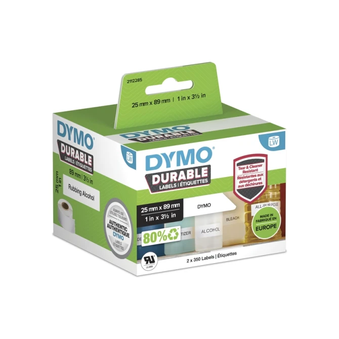 Etiket Dymo LabelWriter industrieel 25x89mm 2 rollen á 350 stuks wit